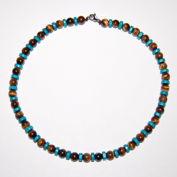 Tiger Eye Necklace,Tiger Eye Gemstone Necklace,8mm Gemstone Beads,Man,Woman - Picture 3 of 3